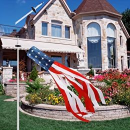 2 pcs American US Flag Windsock (39.4''); 4th Of July Outdoor Embroidered Stars Stripes; USA Patriotic Decorations; Outdoor Garden Yard Decor; Memoria