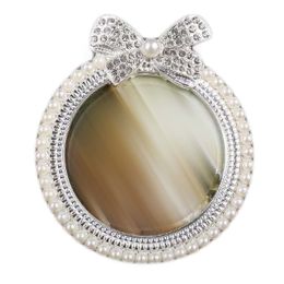 Beads Round Photo Frame 2.7x2.7 Rhinestone Picture Frame Wedding Desktop Display Small Photo Frame Decoration