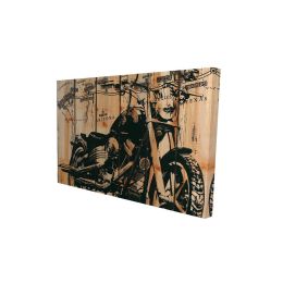 Motorcycle on wood background - 12x18 Print on canvas