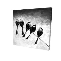 Five birds perched - 12x12 Print on canvas