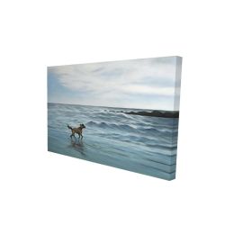 Dog on the beach - 12x18 Print on canvas