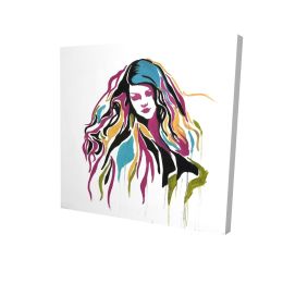 Woman graffiti art - 16x16 Print on canvas