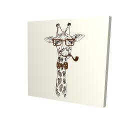 Funny giraffe with a pipe - 08x08 Print on canvas