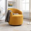 Teddy Fabric Swivel Accent Armchair Barrel Chair With Black Powder Coating Metal Ring; Yellow