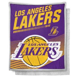 Lakers OFFICIAL NBA "New School" Mink Sherpa Throw Blanket;  50" x 60"