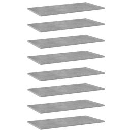 vidaXL Bookshelf Boards 8 pcs Concrete Gray 31.5"x15.7"x0.6" Engineered Wood