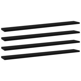 vidaXL Bookshelf Boards 4 pcs Black 31.5"x3.9"x0.6" Engineered Wood