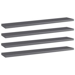 vidaXL Bookshelf Boards 4 pcs High Gloss Gray 23.6"x3.9"x0.6" Engineered Wood