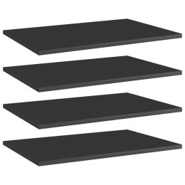 vidaXL Bookshelf Boards 4 pcs High Gloss Black 23.6"x15.7"x0.6" Engineered Wood