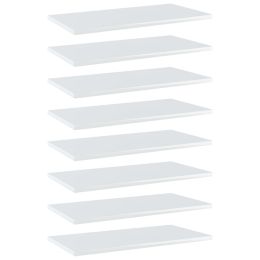 vidaXL Bookshelf Boards 8 pcs High Gloss White 23.6"x11.8"x0.6" Engineered Wood