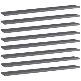 vidaXL Bookshelf Boards 8 pcs High Gloss Gray 31.5"x3.9"x0.6" Engineered Wood