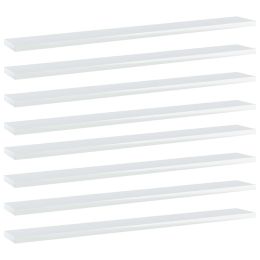 vidaXL Bookshelf Boards 8 pcs High Gloss White 31.5"x3.9"x0.6" Engineered Wood