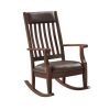 Raina Rocking Chair; Brown PU & Walnut Finish