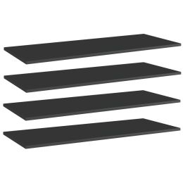 vidaXL Bookshelf Boards 4 pcs High Gloss Black 39.4"x15.7"x0.6" Engineered Wood