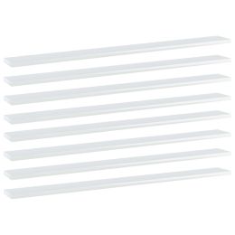 vidaXL Bookshelf Boards 8 pcs High Gloss White 39.4"x3.9"x0.6" Engineered Wood