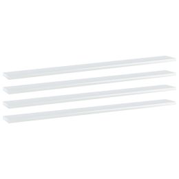 vidaXL Bookshelf Boards 4 pcs High Gloss White 39.4"x3.9"x0.6" Engineered Wood