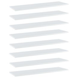 vidaXL Bookshelf Boards 8 pcs High Gloss White 39.4"x11.8"x0.6" Engineered Wood