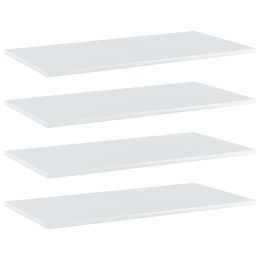 vidaXL Bookshelf Boards 4 pcs High Gloss White 31.5"x15.7"x0.6" Engineered Wood