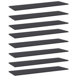 vidaXL Bookshelf Boards 8 pcs Gray 39.4"x11.8"x0.6" Engineered Wood