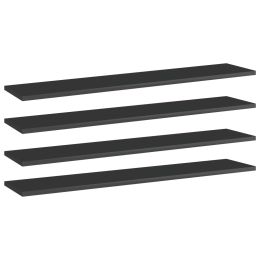 vidaXL Bookshelf Boards 4 pcs High Gloss Black 39.4"x7.9"x0.6" Engineered Wood