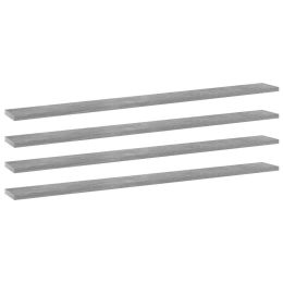 vidaXL Bookshelf Boards 4 pcs Concrete Gray 39.4"x3.9"x0.6" Engineered Wood