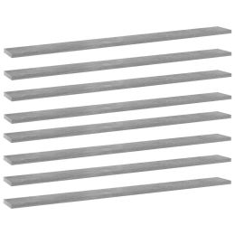 vidaXL Bookshelf Boards 8 pcs Concrete Gray 39.4"x3.9"x0.6" Engineered Wood