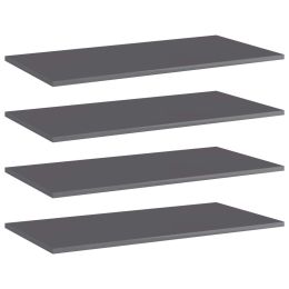 vidaXL Bookshelf Boards 4 pcs High Gloss Gray 31.5"x15.7"x0.6" Engineered Wood