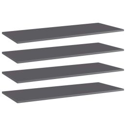 vidaXL Bookshelf Boards 4 pcs High Gloss Gray 39.4"x15.7"x0.6" Engineered Wood