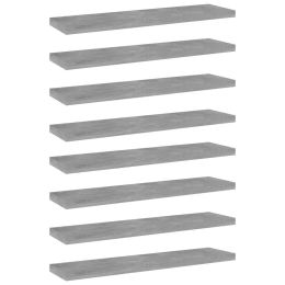 vidaXL Bookshelf Boards 8 pcs Concrete Gray 15.7"x3.9"x0.6" Engineered Wood