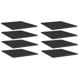 vidaXL Bookshelf Boards 8 pcs High Gloss Black 15.7"x19.7"x0.6" Engineered Wood