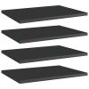 vidaXL Bookshelf Boards 4 pcs High Gloss Black 15.7"x11.8"x0.6" Engineered Wood