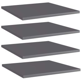 vidaXL Bookshelf Boards 4 pcs High Gloss Gray 15.7"x15.7"x0.6" Engineered Wood