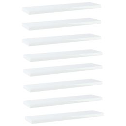 vidaXL Bookshelf Boards 8 pcs High Gloss White 15.7"x3.9"x0.6" Engineered Wood