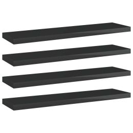 vidaXL Bookshelf Boards 4 pcs High Gloss Black 15.7"x3.9"x0.6" Engineered Wood