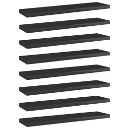 vidaXL Bookshelf Boards 8 pcs High Gloss Black 15.7"x3.9"x0.6" Engineered Wood