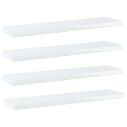 vidaXL Bookshelf Boards 4 pcs High Gloss White 15.7"x3.9"x0.6" Engineered Wood