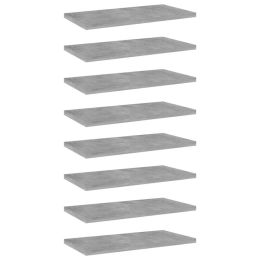 vidaXL Bookshelf Boards 8 pcs Concrete Gray 15.7"x7.9"x0.6" Engineered Wood