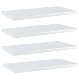 vidaXL Bookshelf Boards 4 pcs High Gloss White 15.7"x7.9"x0.6" Engineered Wood