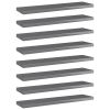 vidaXL Bookshelf Boards 8 pcs High Gloss Gray 15.7"x3.9"x0.6" Engineered Wood