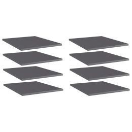 vidaXL Bookshelf Boards 8 pcs High Gloss Gray 15.7"x19.7"x0.6" Engineered Wood