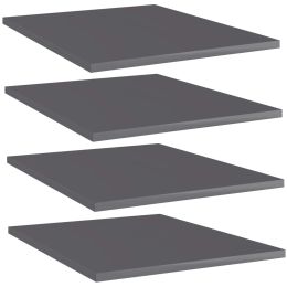 vidaXL Bookshelf Boards 4 pcs High Gloss Gray 15.7"x19.7"x0.6" Engineered Wood