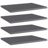 vidaXL Bookshelf Boards 4 pcs High Gloss Gray 15.7"x11.8"x0.6" Engineered Wood