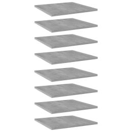 vidaXL Bookshelf Boards 8 pcs Concrete Gray 15.7"x15.7"x0.6" Engineered Wood