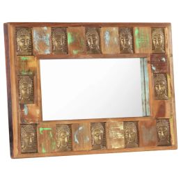 vidaXL Mirror with Buddha Cladding 31.5"x19.7" Solid Reclaimed Wood