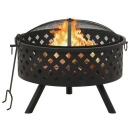 vidaXL Fire Pit with Poker 26.8" XXL Steel