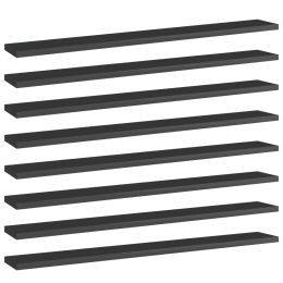 vidaXL Bookshelf Boards 8 pcs High Gloss Black 31.5"x3.9"x0.6" Engineered Wood