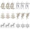 18 PCS Large Christmas Ornaments Set Hanging Christmas Tree Decorations; SnowFlakes Deers Angels Decorative Pendant 2022 Holiday Shatterproof Acrylic