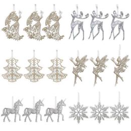 18 PCS Large Christmas Ornaments Set Hanging Christmas Tree Decorations; SnowFlakes Deers Angels Decorative Pendant 2022 Holiday Shatterproof Acrylic