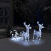 vidaXL Reindeers & Sleigh Christmas Decoration 160 LEDs 51.2" Acrylic