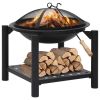 vidaXL Fire Pit with Poker 21.3"x21.3"x21.7" Steel